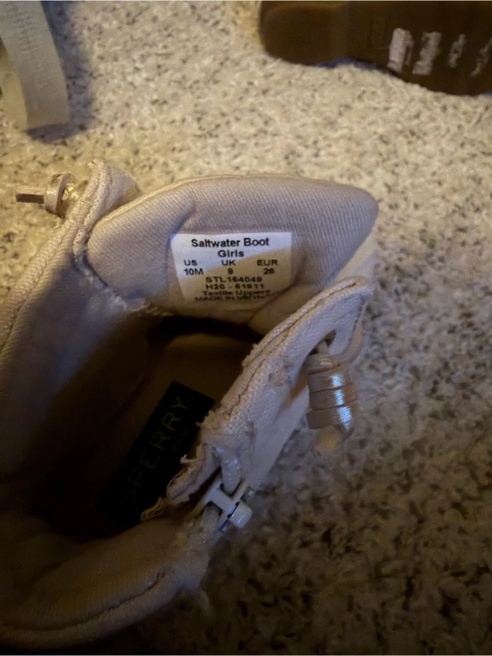 Sperry Kids Cream & Tan Waterproof Duck Boots Euc size 10 little girls